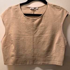 Zara Tan Sleeveless Crop Top